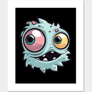 Little Monster Creature, Green And Kawaii Cute Posters and Art